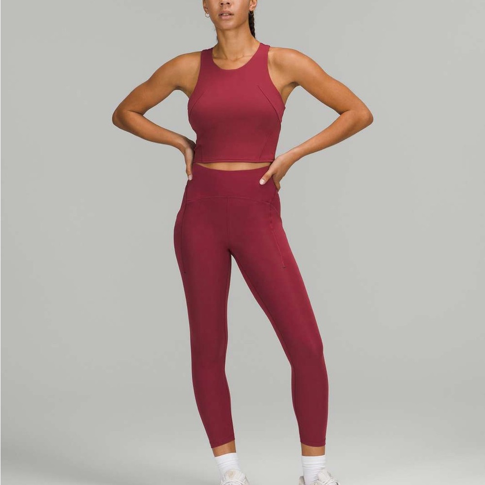 Sold ❌Lululemon Power Thru High-Rise Tight 25" mulled wine size 6 yoga pockets